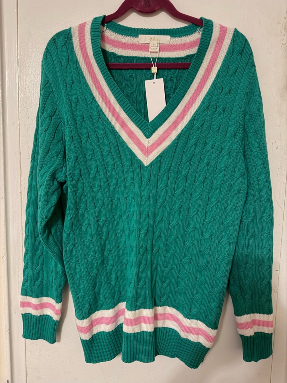 Lilly Pulitzer Green Brockton Sweater in Green Cable knit